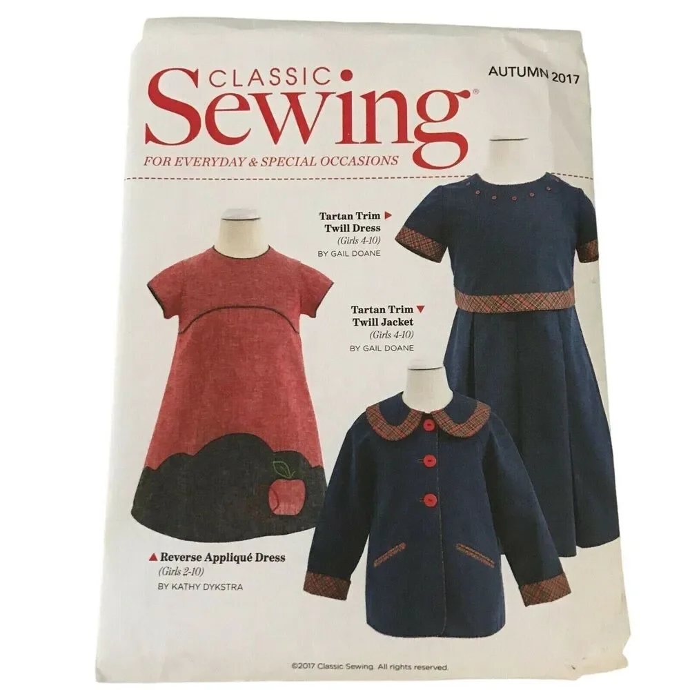 #1416 Classic Sewing Autumn 2017 Girls Tartan TRim Dress and Twill Jacket